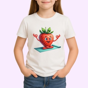 Tricou Capsuna amuzanta de vara yoga, Fructe, Copii | Dama