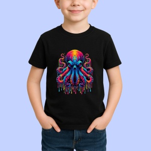Tricou Caracatita colorata graffiti adancuri fantastice Copii | Dama | Barbat, culoare negru - Img 4