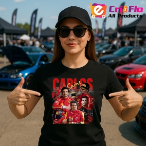 Tricou Carlos Sainz Formula 1 Imagine Dinamica Echipa Ferrari, Copii | Dama | Barbat - Img 6