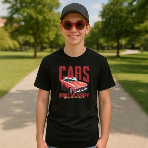 Tricou Cars Make Me Happy Negru, Copii | Dama | Barbat - Img 10