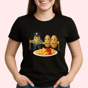 Tricou Cartofi prajiti crima Negru, Copii | Dama | Barbat - Img 2