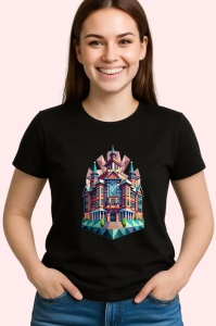 Tricou Casa Geometrica Colorata, Copii | Dama | Barbat, culoare negru - Img 4
