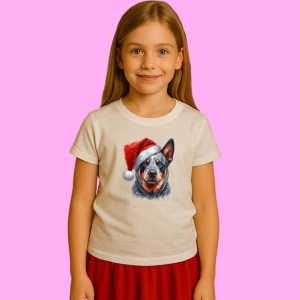 Tricou Cattle Dog Craciun Cu Zapada, din bumbac 100%, tricou alb, Copii | Dama | Barbat - Img 2