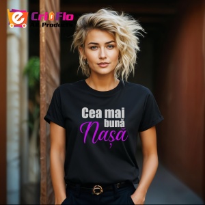 Tricou Cea Mai Buna Nasa Mov, din bumbac 100%, tricou negru, Dama | Barbat