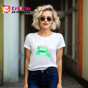 Tricou Cea Mai Buna Soră, Model Verde Deschis Text, din bumbac 100%, tricou alb, Dama | Barbat - Img 3