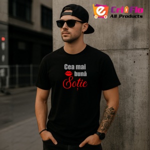 Tricou Cea Mai Buna Sotie Buze Rosii V2, din bumbac 100%, tricou negru Dama | Barbat - Img 7