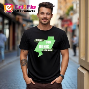 Tricou Cel Mai Bun Bunic Din Lume, din bumbac 100%, tricou negru, Dama | Barbat - Img 3