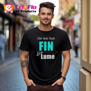 Tricou Cel Mai Bun Fin Albastru Deschis, din bumbac 100%, tricou negru, Dama | Barbat - Img 2