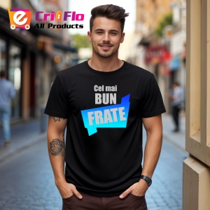 Tricou Cel Mai Bun Frate Banner Albastru Deschis, din bumbac 100%, tricou negru, Dama | Barbat