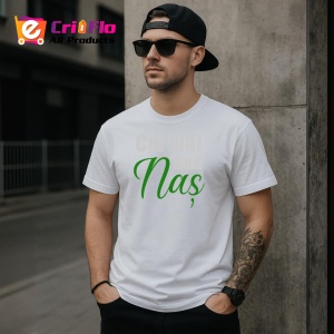 Tricou Cel Mai Bun Nas Verde, din bumbac 100%, tricou alb, Dama | Barbat - Img 3