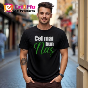 Tricou Cel Mai Bun Nas Verde, din bumbac 100%, tricou negru, Dama | Barbat - Img 2