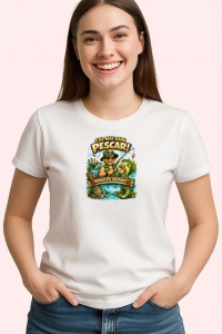 Tricou Cel Mai Bun Pescar Munte Natura V3, din bumbac 100% , tricou alb pentru Dama | Barbat - Img 2