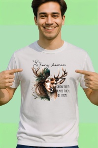 Tricou Cerb si femeie cu coarne mesaj know them raise them be them Copii | Dama | Barbat Barbat - Img 2