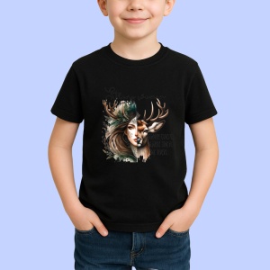 Tricou Cerb si femeie cu coarne mesaj know them raise them be them Copii | Dama | Barbat, negru - Img 3