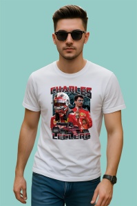 Tricou Charles Leclerc Portret Dublu Ferrari Formula 1, Copii | Dama | Barbat - Img 2