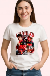 Tricou Charles Leclerc Portret Formula 1 Costum Ferrari, Copii | Dama | Barbat - Img 3