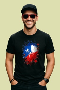 Tricou Chile Steag Splash Art, Copii | Dama | Barbat, culoare negru
