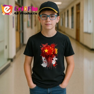 Tricou China Steag Splash Art, Copii | Dama | Barbat, culoare negru - Img 9
