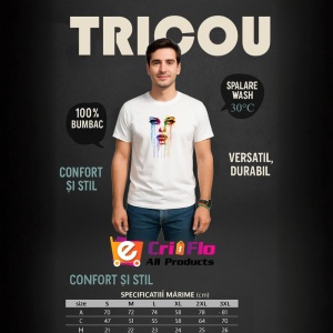 Tricou Chip feminin cu lacrimi colorate fundal alb Copii | Dama | Barbat - Img 6