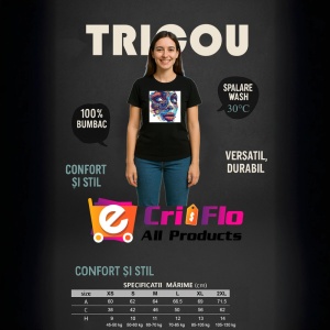 Tricou Chip feminin cu spirale psihedelice fundal alb Copii | Dama | Barbat, culoare negru - Img 9