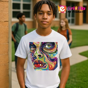 Tricou Chip uman cu contururi colorate abstracte Copii | Dama | Barbat - Img 4