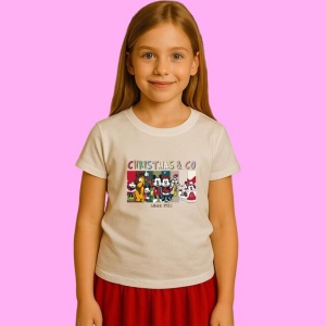 Tricou Christmas And Co Since 1923 Retro Character Set, din bumbac 100%, tricou alb, Copii | Dama | Barbat