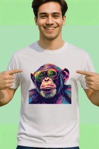 Tricou Cimpanzeu cu ochelari reflectand natura Copii | Dama | Barbat - Img 2