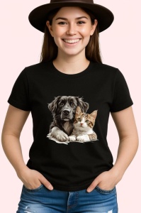 Tricou Ciobanesc Romanesc si pisica roscata legatura calda Copii | Dama | Barbat, negru - Img 3
