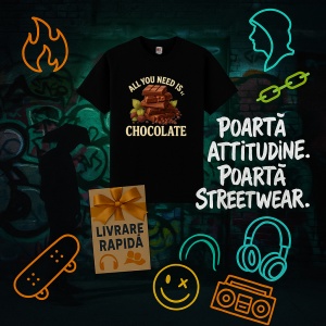Tricou Ciocolata All you need is Negru, Copii | Dama | Barbat - Img 4
