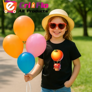 Tricou Cireasa de vara amuzanta cu baloul cu aer, Fructe, Copii | Dama, culoare negru - Img 3