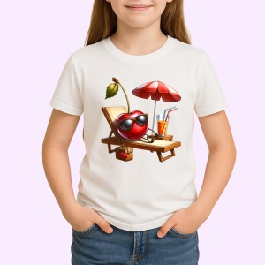 Tricou Cireasa de vara amuzanta pe sezlong, Fructe, Copii | Dama
