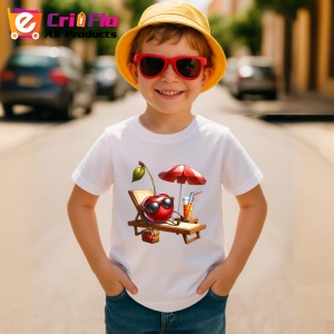 Tricou Cireasa de vara amuzanta pe sezlong, Fructe, Copii | Dama - Img 3