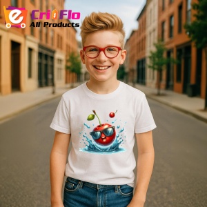 Tricou Cireasa de vara amuzanta sarind in apa, Fructe, Copii | Dama - Img 5