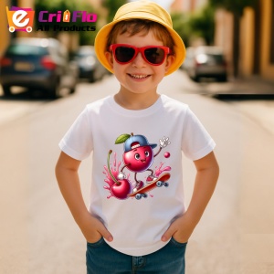 Tricou Cireasa de vara amuzanta skateboarding, Fructe, Copii | Dama - Img 3