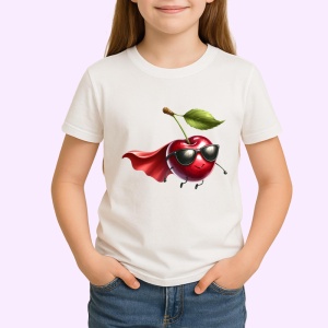 Tricou Cireasa de vara amuzanta super erou, Fructe, Copii | Dama
