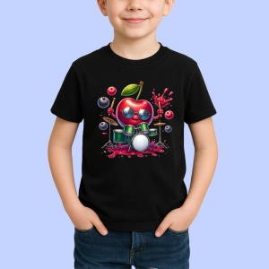 Tricou Cireasa de vara amuzanta tobosar, Fructe, Copii | Dama, culoare negru