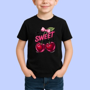 Tricou Cireasa Prea dulce sa fii manevrata, Fructe, Copii | Dama, culoare negru