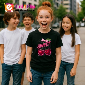 Tricou Cireasa Prea dulce sa fii manevrata, Fructe, Copii | Dama, culoare negru - Img 5