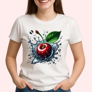 Tricou Cireasa si valuri de apa, Fructe, Copii | Dama - Img 2