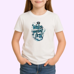 Tricou Citat Motivational Water Yourself First Albastru, din bumbac 100% , tricou alb pentru Copii | Dama | Barbat - Img 2