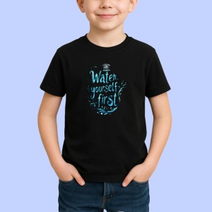 Tricou Citat Motivational Water Yourself First Albastru, din bumbac 100%, tricou negru Copii | Dama | Barbat - Img 2