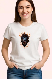 Tricou Clovn inflacarat cu par rosu si zambet larg fundal alb Copii | Dama | Barbat - Img 3