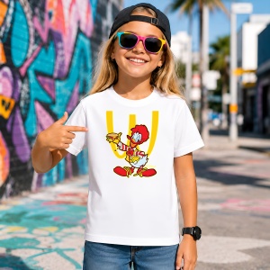 Tricou Clovnul Ronald Burger Logo Galben Urban Fast Food Mashup, din bumbac 100% Copii | Dama | Barbat - Img 4