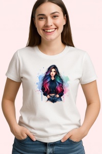 Tricou colorful hair tattoo girl, fata cu par colorat si tatuaj, Copii | Dama | Barbat - Img 4