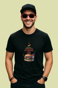 Tricou Complicated Relationship With Food Burger, Copii | Dama | Barbat, culoare negru - Img 2