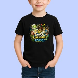 Tricou Controlled Chaos Copil Fotbalist Colorat, din bumbac 100%, tricou negru Copii | Dama | Barbat