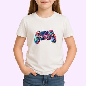 Tricou Controller Gaming Colorat Poligonal, Copii | Dama | Barbat - Img 3