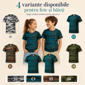 Tricou copii camuflaj Malfini 149 – 100% bumbac, unisex, fete și băieți - Img 10