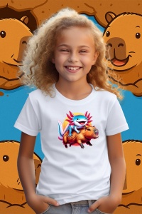 Tricou copii Capybara - Axolotl pe capybara - Img 2