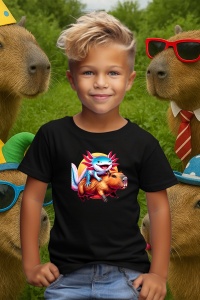 Tricou copii Capybara - Axolotl pe capybara - Img 5